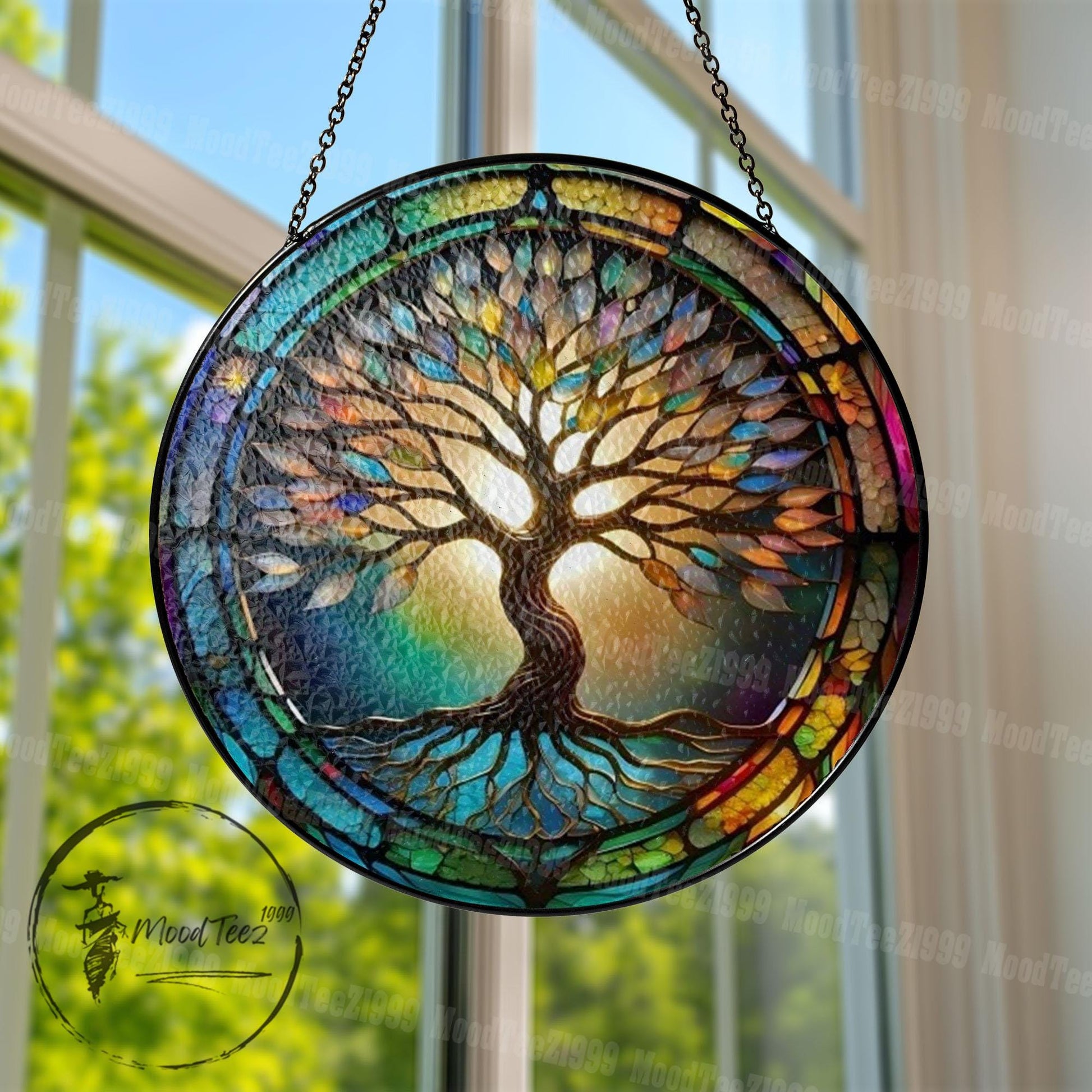 Tree of Life Stained Glass Suncatcher: Colorful Nature Art, Home Decor