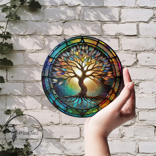 Tree of Life Stained Glass Suncatcher: Colorful Nature Art, Home Decor