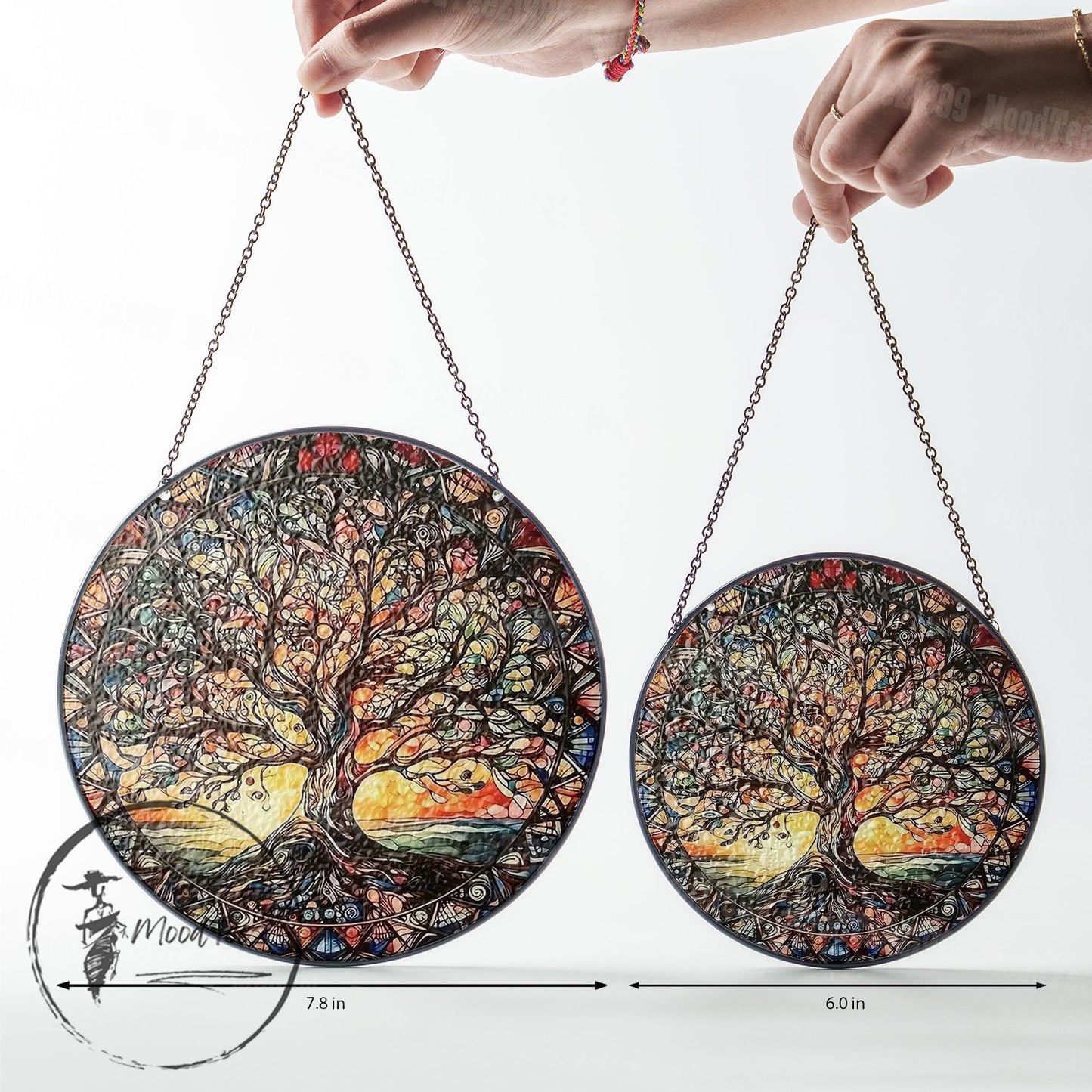Tree of Life Stained Glass Suncatcher: Sunset Window Hanging