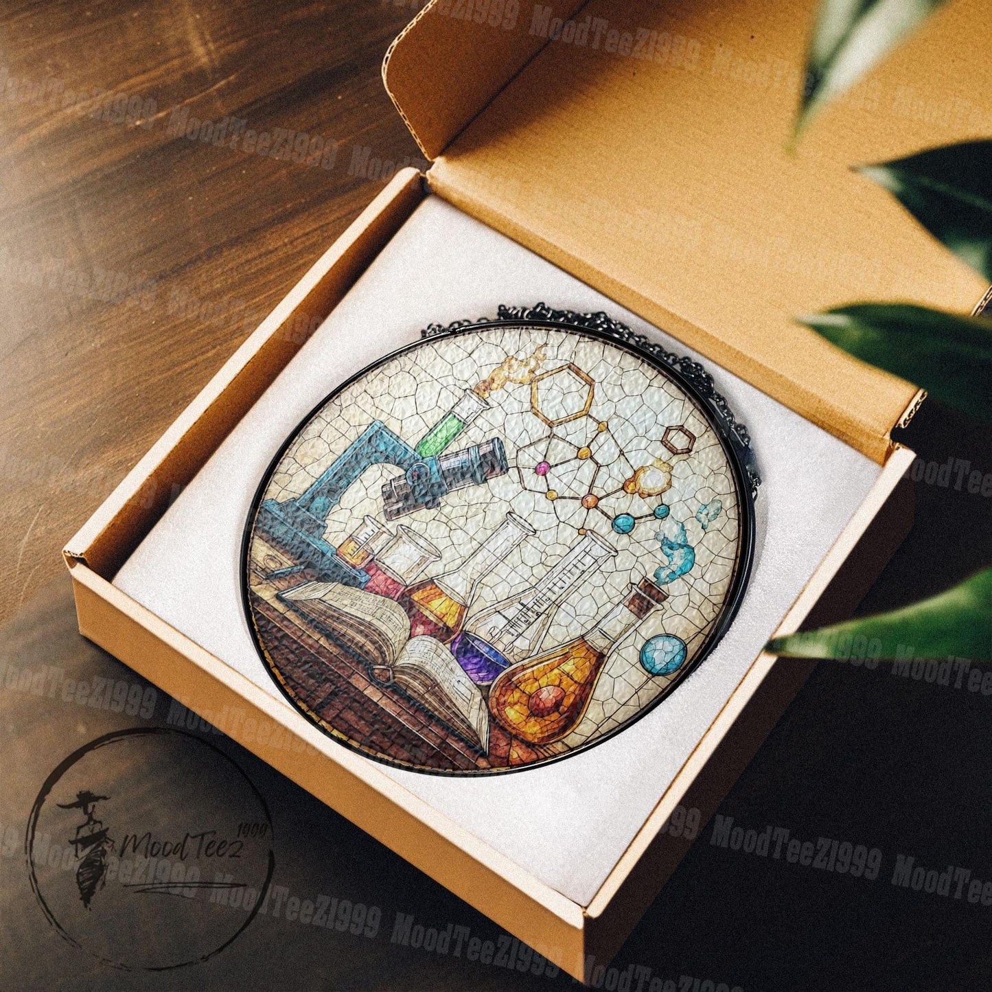 Stained Glass Science Lab Suncatcher: Chemistry Microscope Art