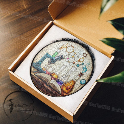 Stained Glass Science Lab Suncatcher: Chemistry Microscope Art