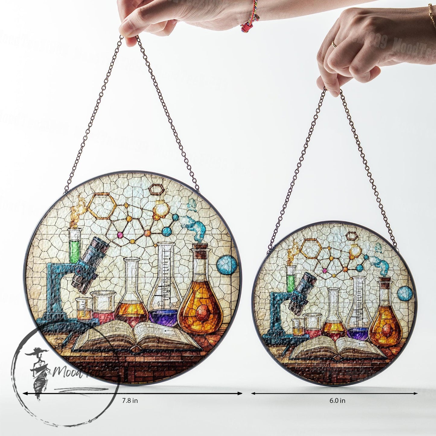 Stained Glass Science Lab Suncatcher: Chemistry Microscope Art