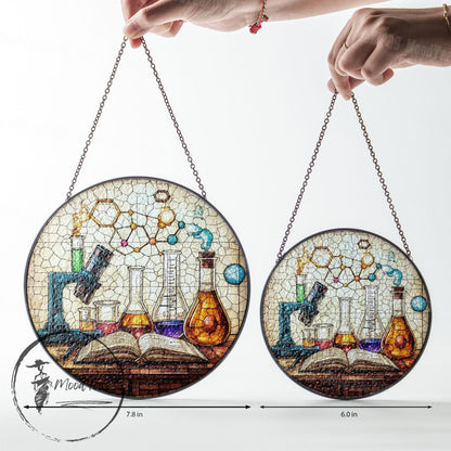 Stained Glass Science Lab Suncatcher: Chemistry Microscope Art