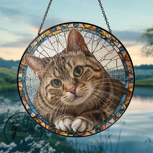 Cat Stained Glass Suncatcher: Feline Window Art