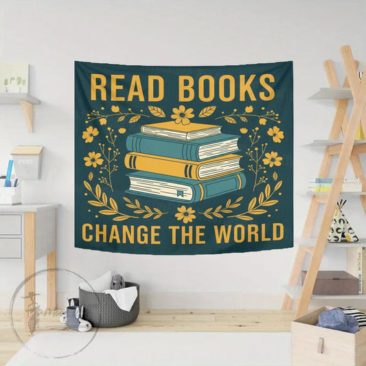 Read Books Change the World Tapestry: Inspirational Library Decor