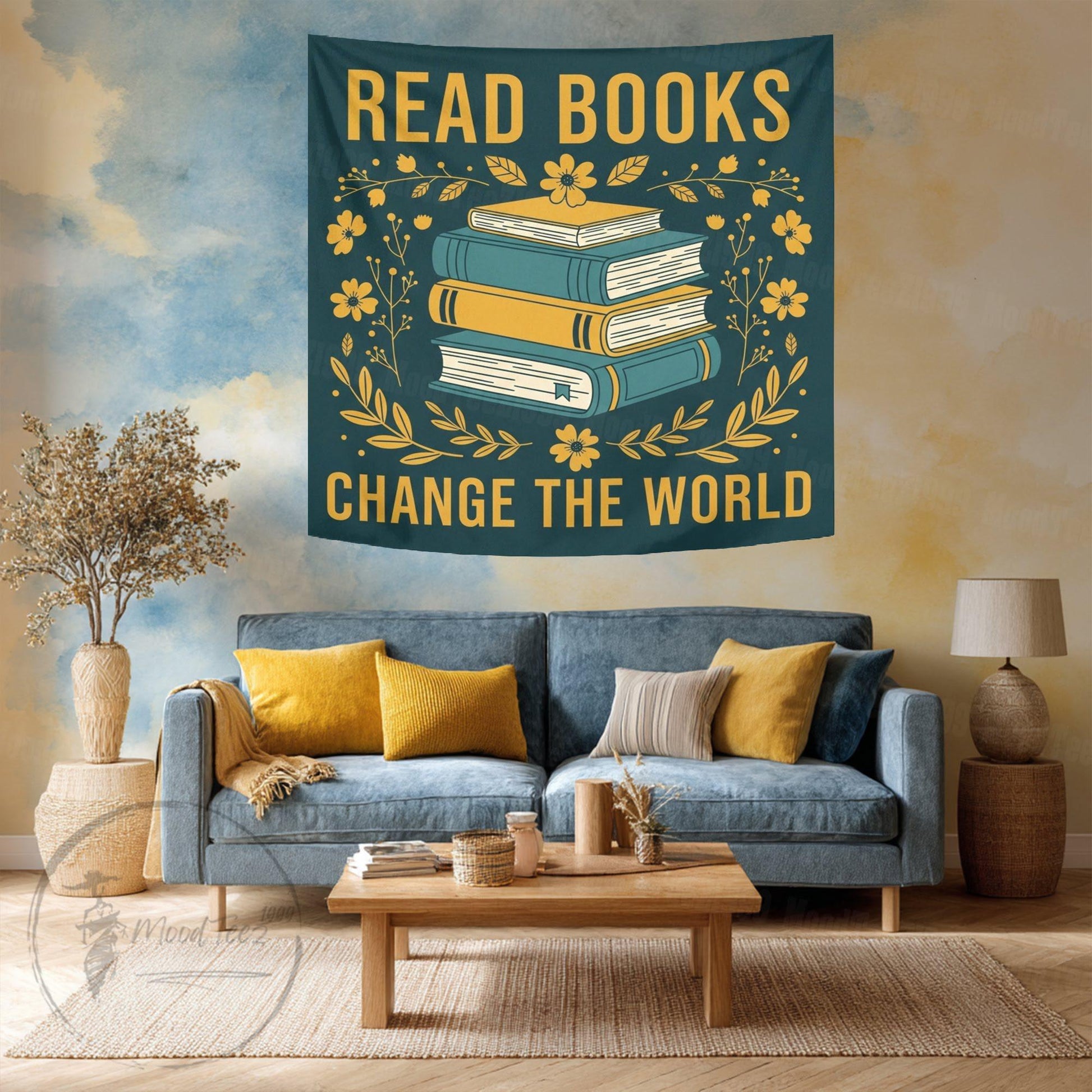 Read Books Change the World Tapestry: Inspirational Library Decor
