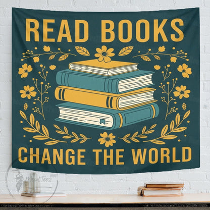 Read Books Change the World Tapestry: Inspirational Library Decor
