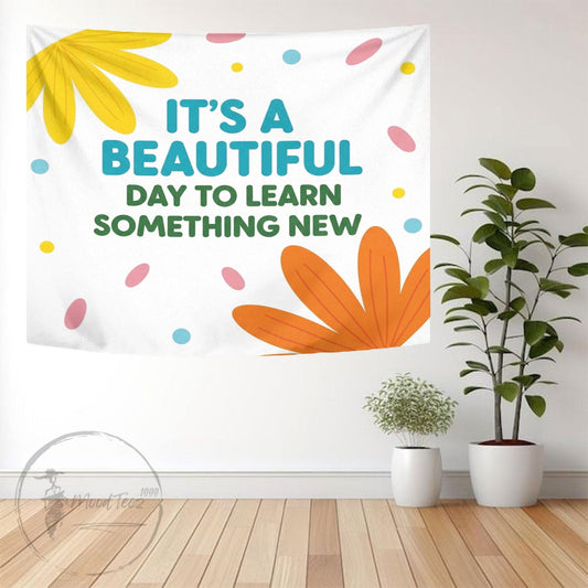 Motivational Quote Tapestry, Colorful Dorm Decor, Cotton Linen Wall Hanging
