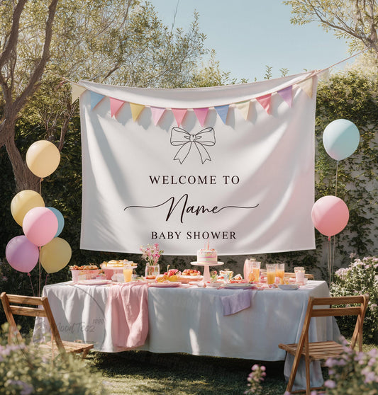 Personalized Baby Shower Welcome Tapestry: Peachskin Fabric Hello Baby Sign