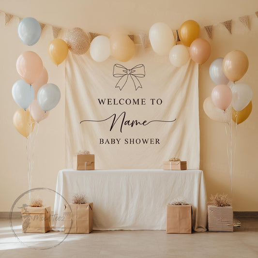 Personalized Baby Shower Welcome Tapestry: Peachskin Fabric Hello Baby Sign