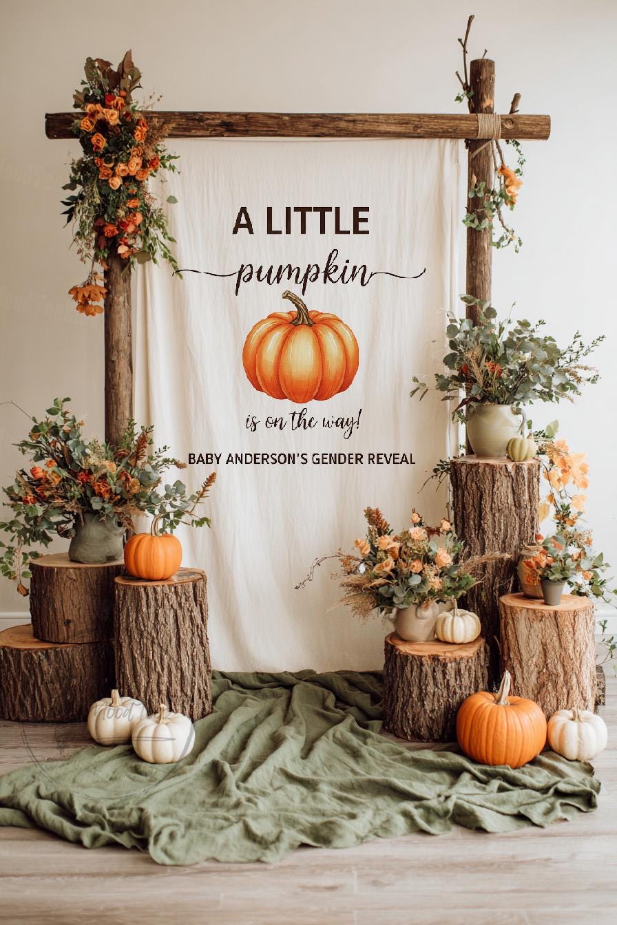 A Little Pumpkin on the Way Banner: Fall Baby Shower Decor