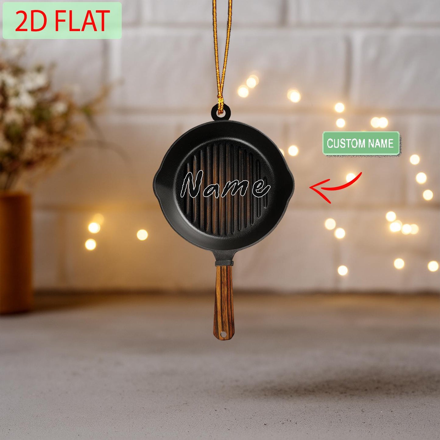 Personalized Cast Iron Skillet Ornament: Chef Gift, BBQ Decor