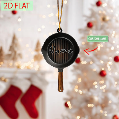 Personalized Cast Iron Skillet Ornament: Chef Gift, BBQ Decor