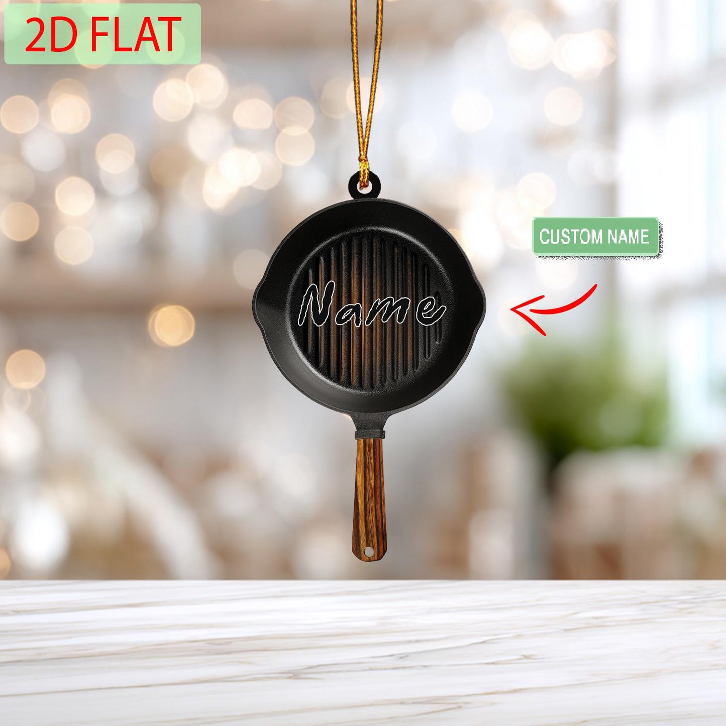 Personalized Cast Iron Skillet Ornament: Chef Gift, BBQ Decor
