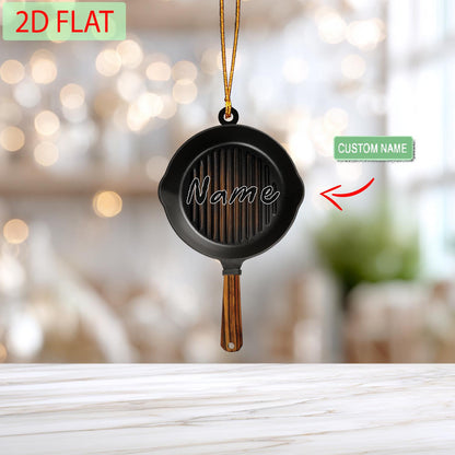 Personalized Cast Iron Skillet Ornament: Chef Gift, BBQ Decor