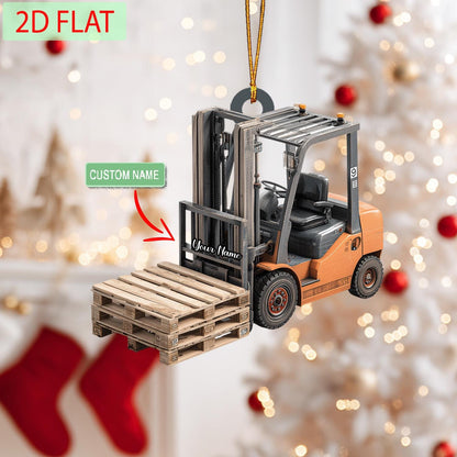 Personalized Forklift Ornament: Custom Name 2D Acrylic Christmas Gift