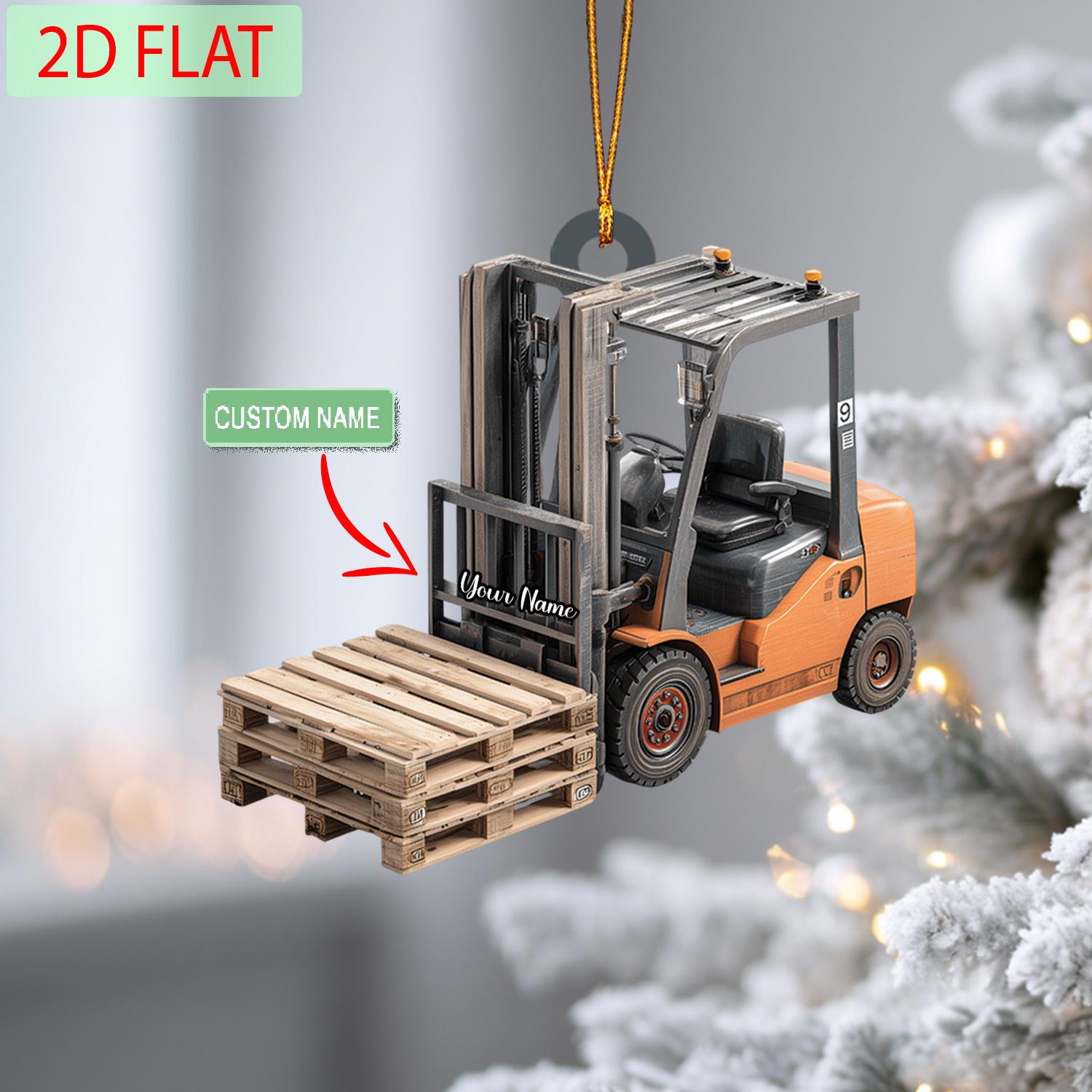 Personalized Forklift Ornament: Custom Name 2D Acrylic Christmas Gift