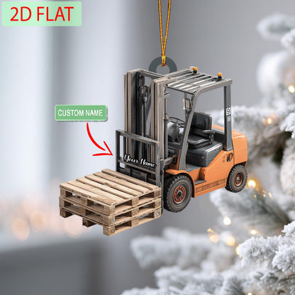 Personalized Forklift Ornament: Custom Name 2D Acrylic Christmas Gift