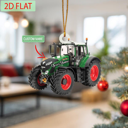 Personalized Tractor Ornament: Custom Name Acrylic Christmas Decor