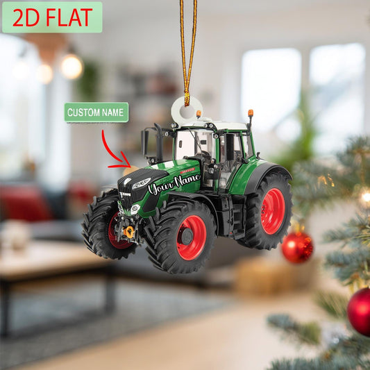 Personalized Tractor Ornament: Custom Name Acrylic Christmas Decor