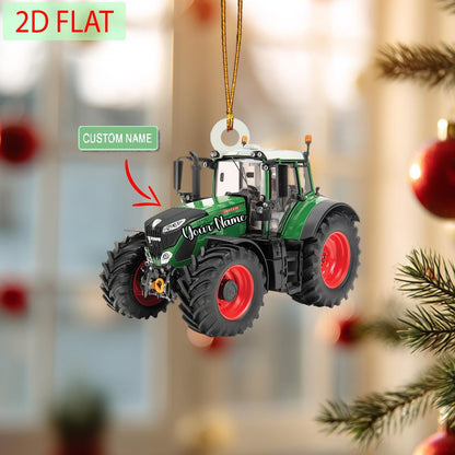 Personalized Tractor Ornament: Custom Name Acrylic Christmas Decor
