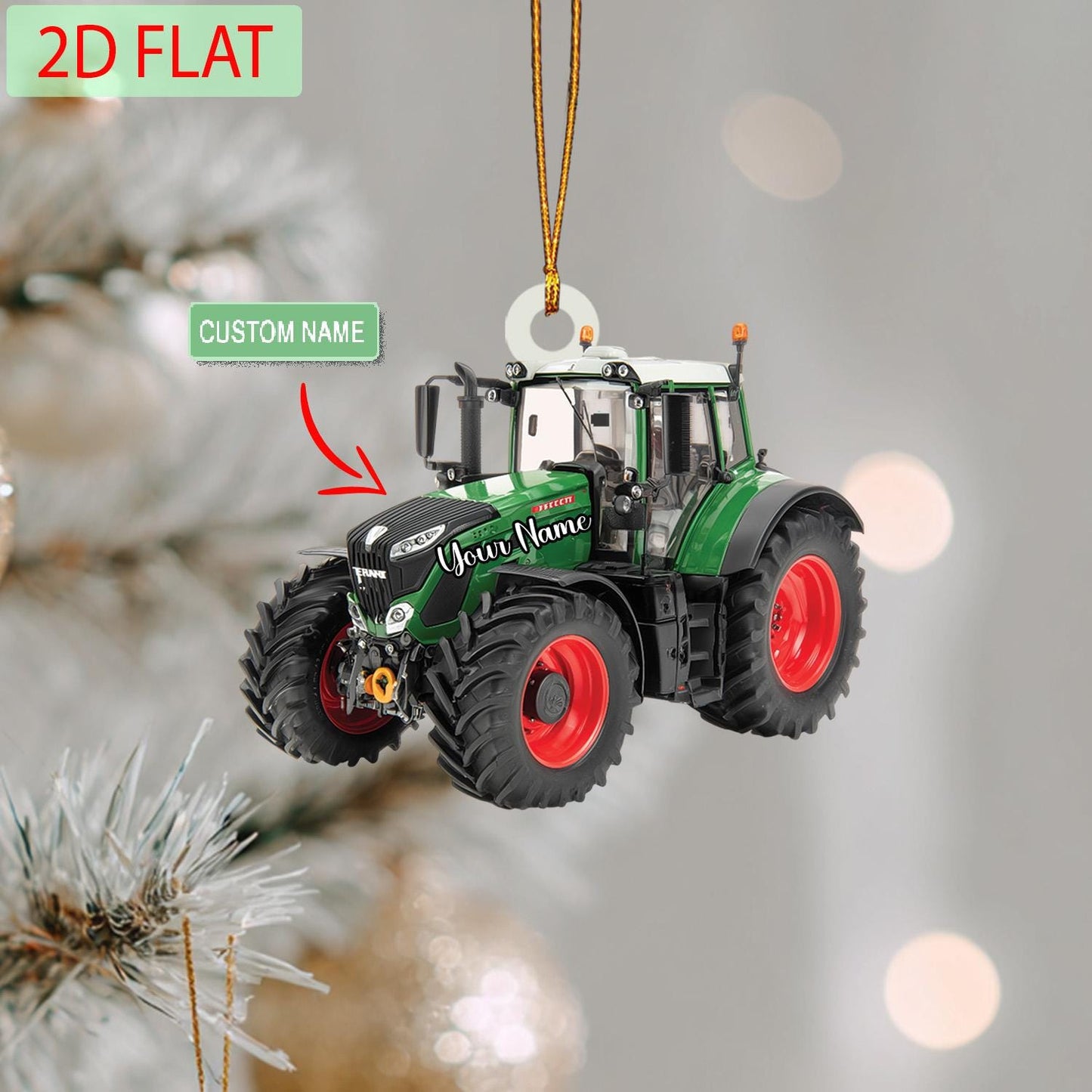 Personalized Tractor Ornament: Custom Name Acrylic Christmas Decor