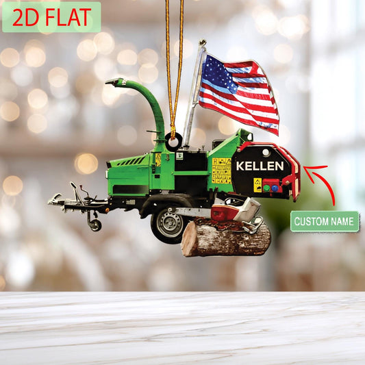 Personalized Wood Chipper Ornament: Custom Name Gift for Tree Worker