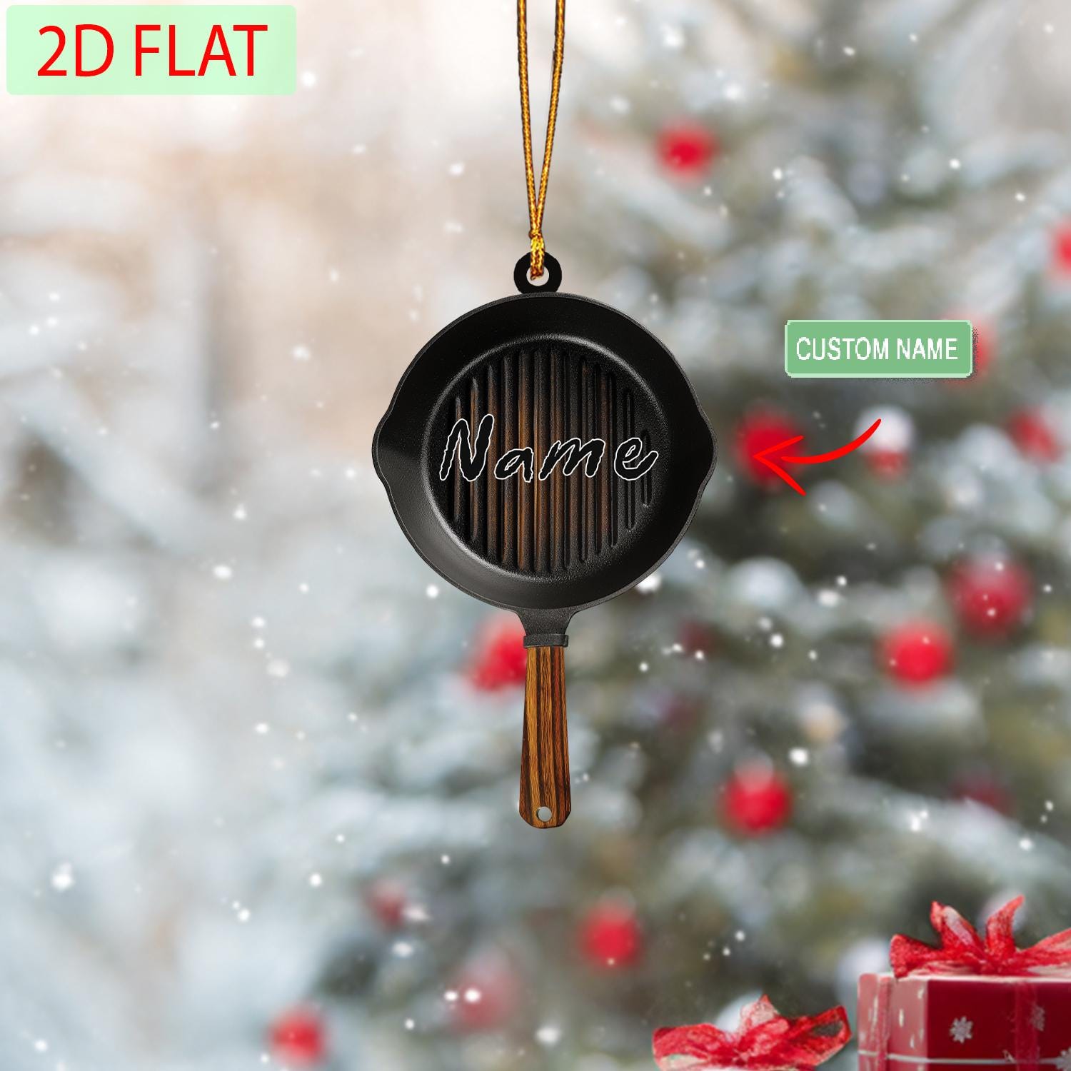 Personalized Cast Iron Skillet Ornament: Chef Gift, BBQ Decor