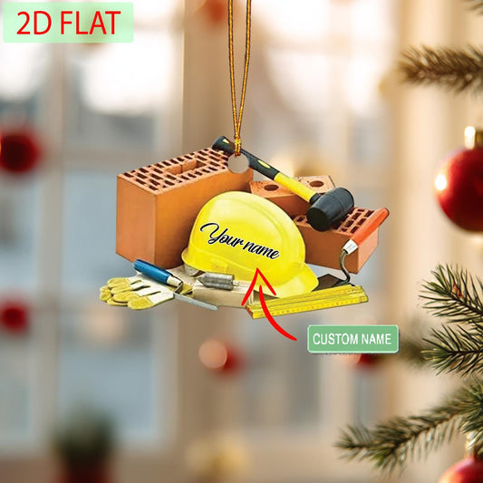 Personalized Bricklayer Christmas Ornament: Custom Name Acrylic Gift