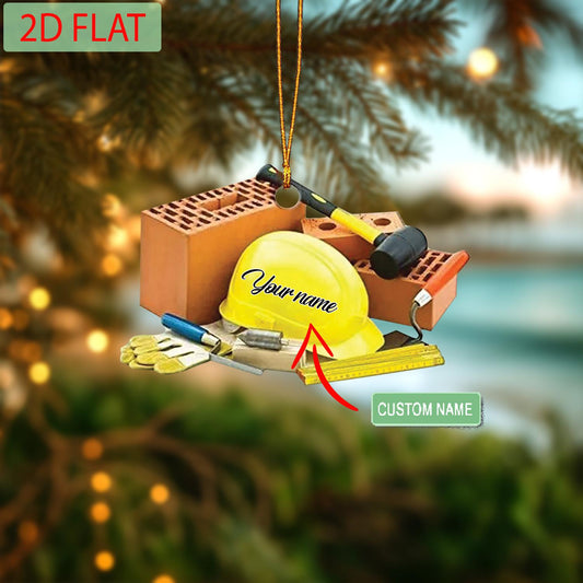 Personalized Bricklayer Christmas Ornament: Custom Name Acrylic Gift