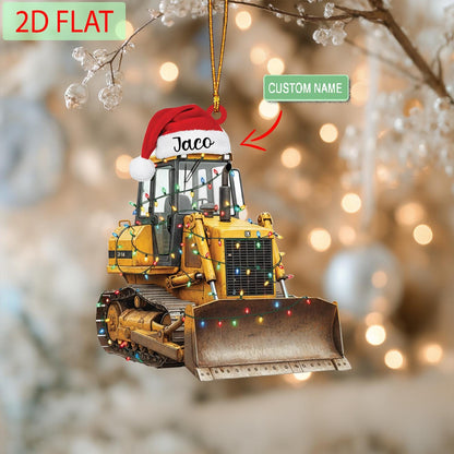 Personalized Bulldozer Christmas Ornament: Custom Acrylic Construction Gift