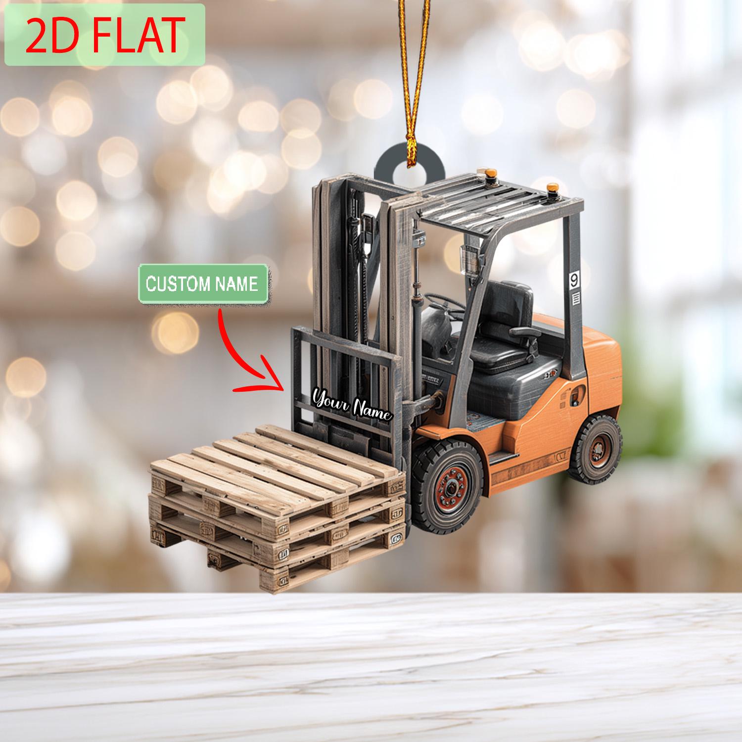 Personalized Forklift Ornament: Custom Name 2D Acrylic Christmas Gift