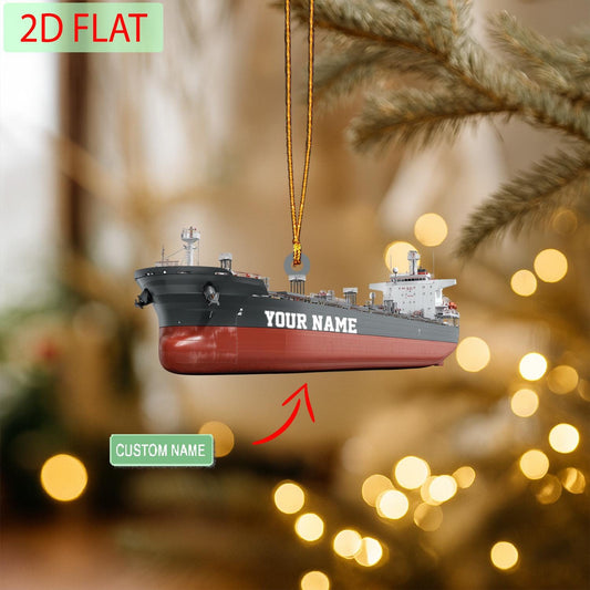 Personalized Tanker Ship Ornament: Custom Acrylic Nautical Decor