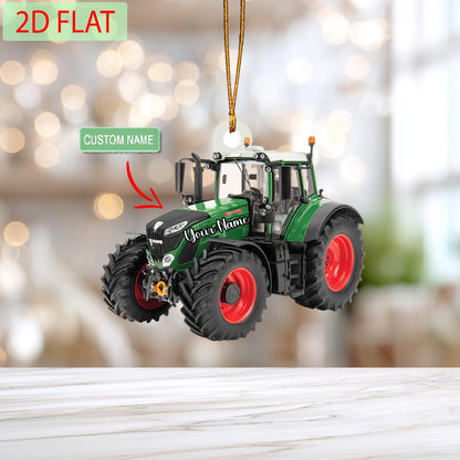 Personalized Tractor Ornament: Custom Name Acrylic Christmas Decor