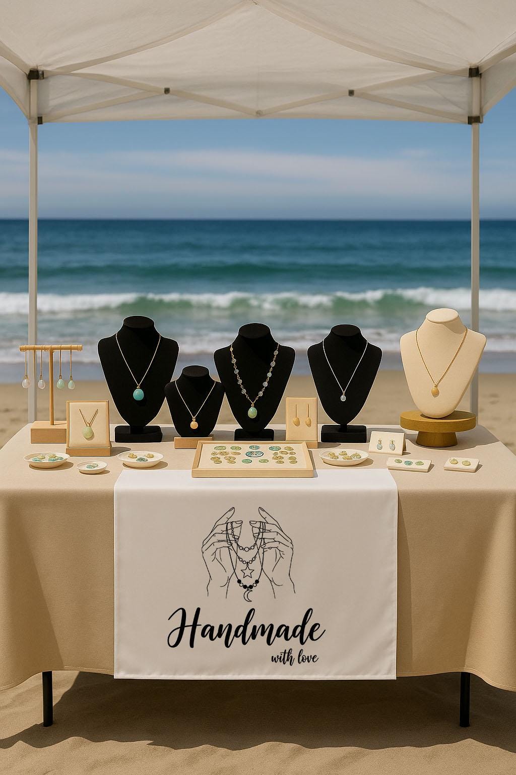 Custom Logo Table Runner, Linen Business Branding Cloth