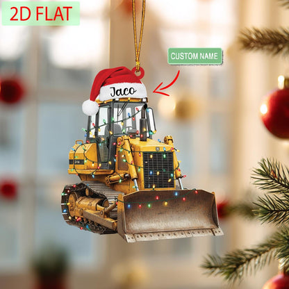 Personalized Bulldozer Christmas Ornament: Custom Acrylic Construction Gift