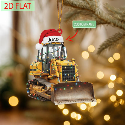 Personalized Bulldozer Christmas Ornament: Custom Acrylic Construction Gift