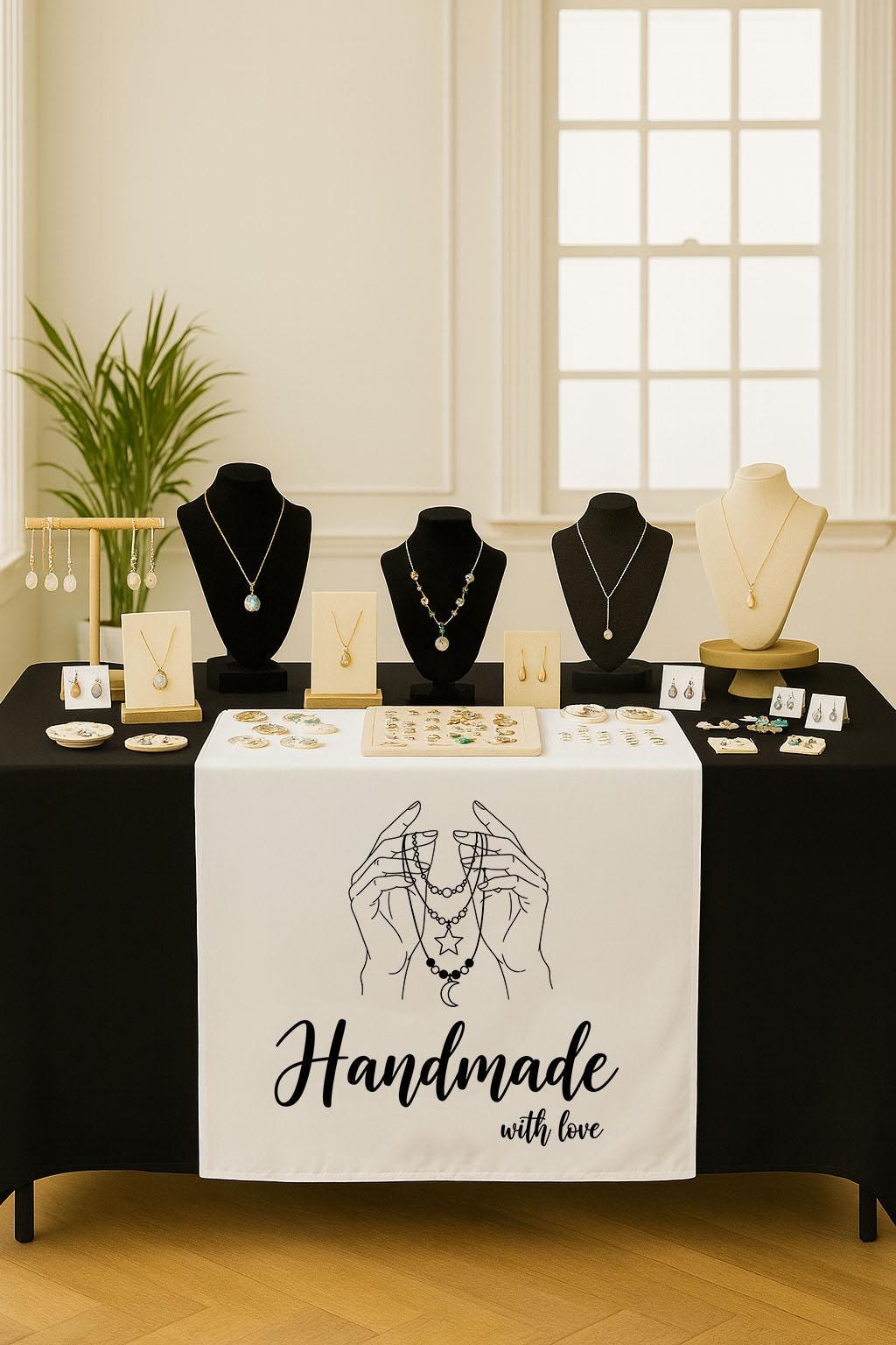 Custom Logo Table Runner, Linen Business Branding Cloth