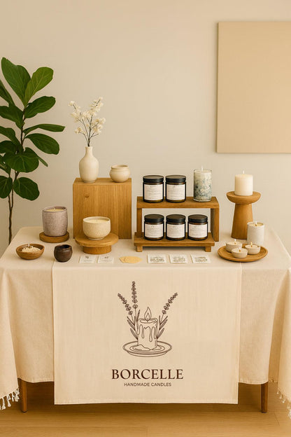 Custom Logo Linen Table Runner, Trade Show Display