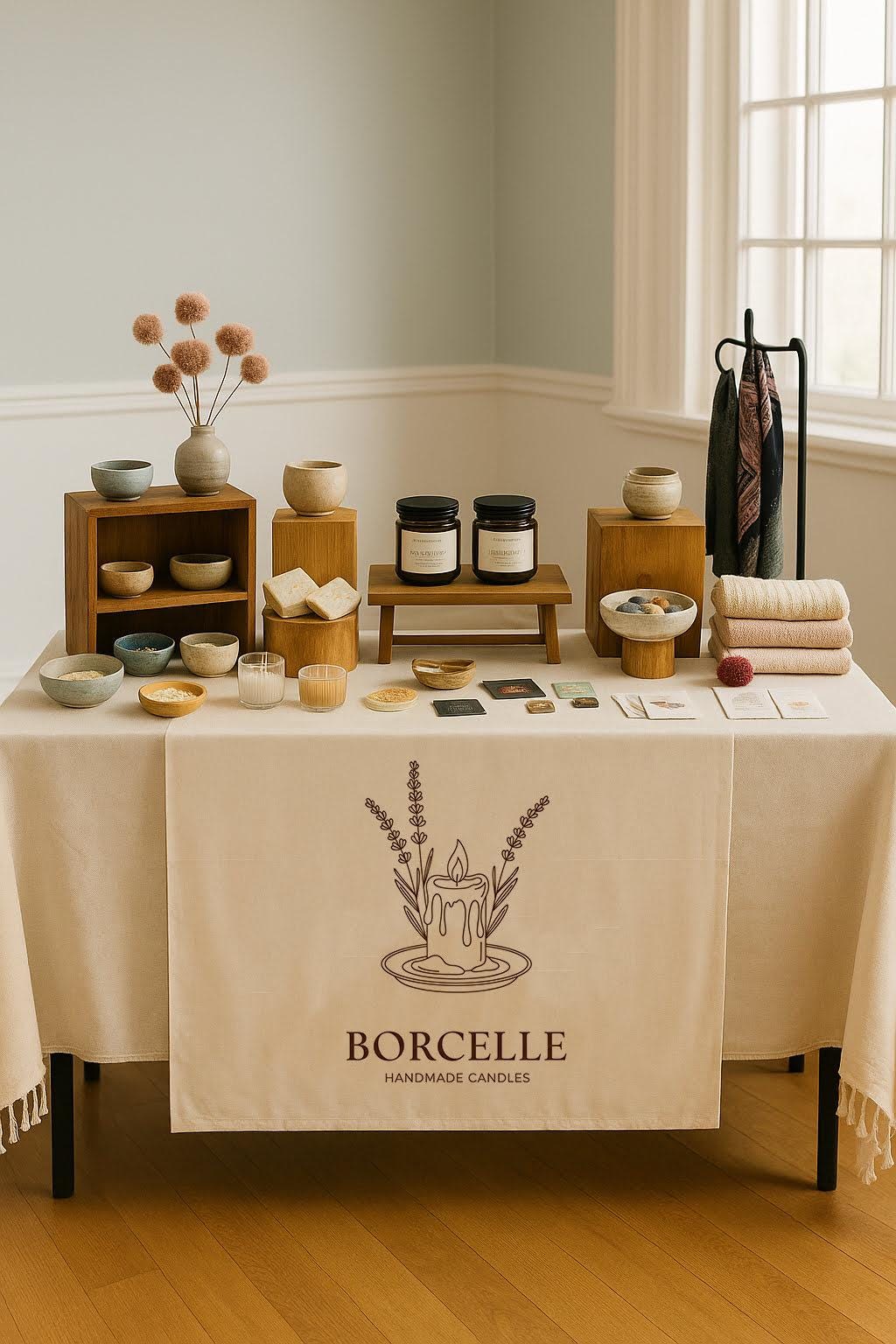 Custom Logo Linen Table Runner, Trade Show Display