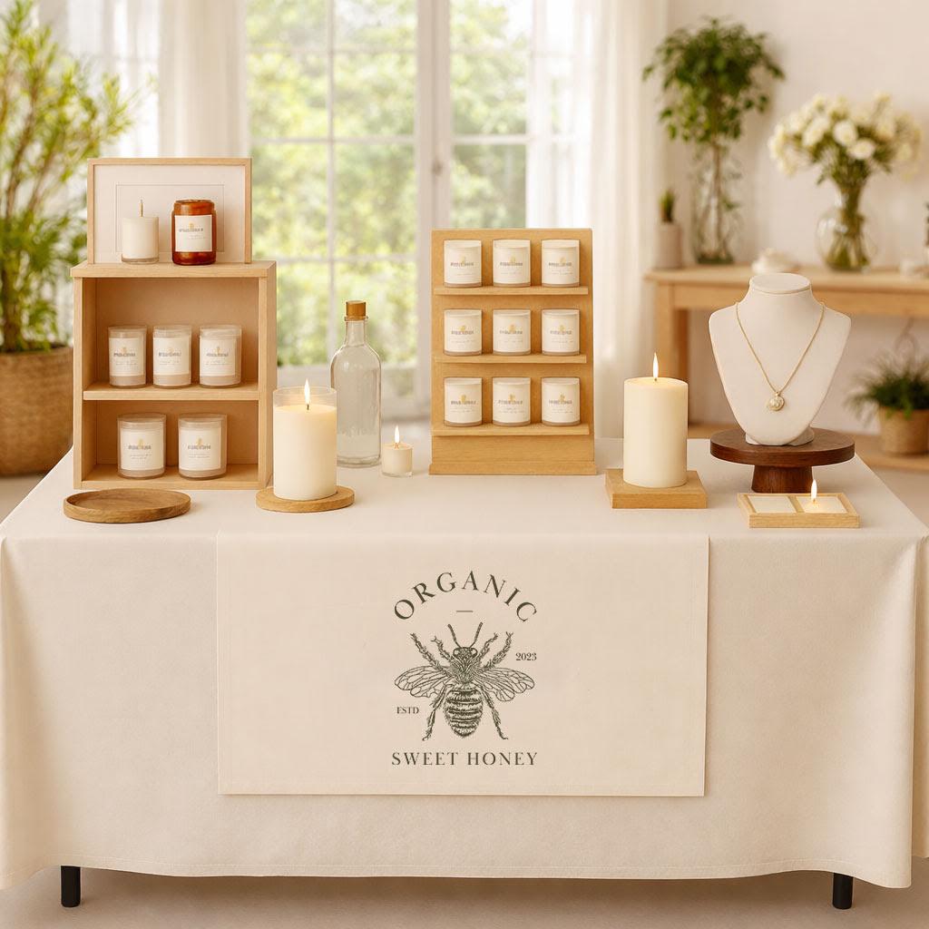 Custom Logo Linen Tablecloth, Rustic Market Table Cover, Farm Wedding Decor