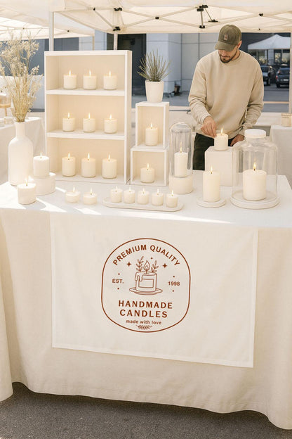 Custom Logo Table Runner, Personalized Linen Business Branding Cloth