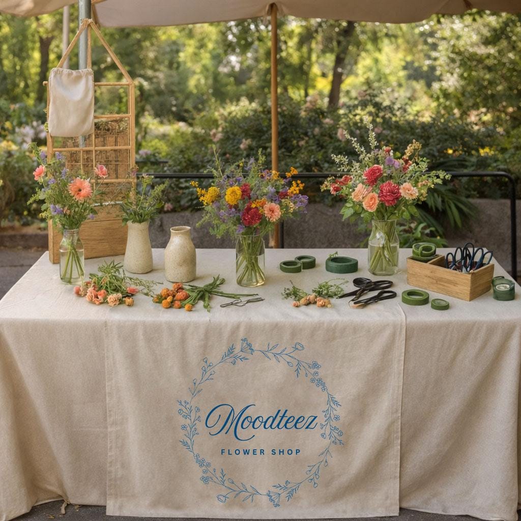 Custom Logo Linen Table Runner, Business Branding, Trade Show Decor