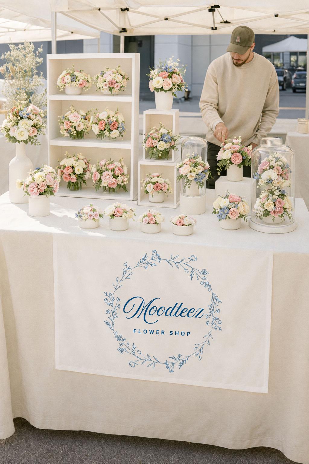 Custom Logo Linen Table Runner, Business Branding, Trade Show Decor