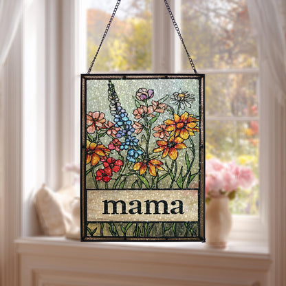 Custom Mom's Garden Gift Flower Glass Art Birth Flower Nana's Garden Mother's Day Gift For Mom, Mama's Floral Garden Art,