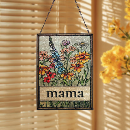 Custom Mom's Garden Gift Flower Glass Art Birth Flower Nana's Garden Mother's Day Gift For Mom, Mama's Floral Garden Art,