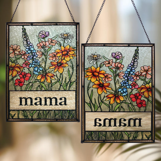 Custom Mom's Garden Gift Flower Glass Art Birth Flower Nana's Garden Mother's Day Gift For Mom, Mama's Floral Garden Art,