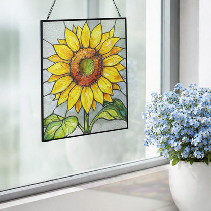 Sunflower Glass Window Hanging Gift for Mom, Handmade Window Decor, Bright Floral Hanging, Mother’s Day Gift Idea, Boho Home Gift