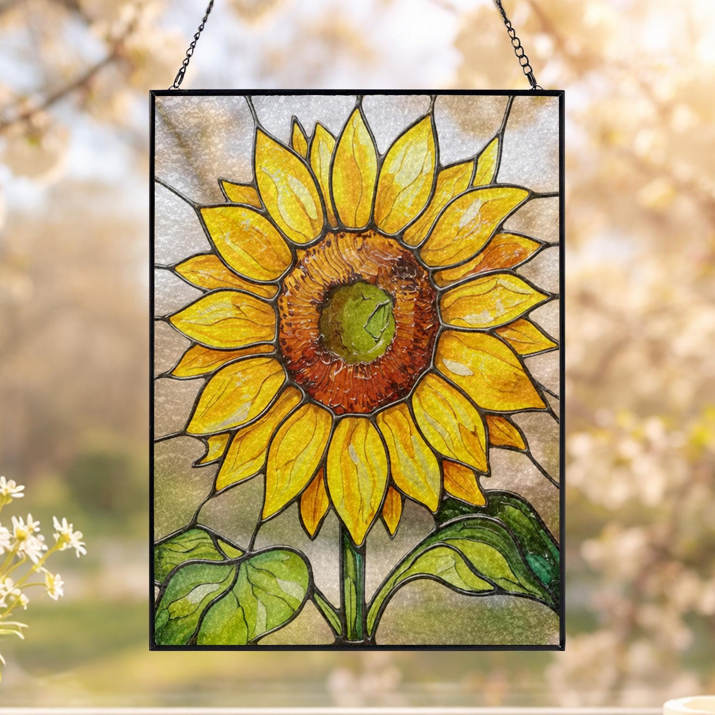 Sunflower Glass Window Hanging Gift for Mom, Handmade Window Decor, Bright Floral Hanging, Mother’s Day Gift Idea, Boho Home Gift
