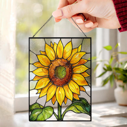 Sunflower Glass Window Hanging Gift for Mom, Handmade Window Decor, Bright Floral Hanging, Mother’s Day Gift Idea, Boho Home Gift